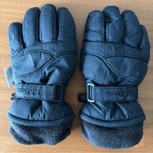 L.L. Bean Kids Black Insulated Gloves 3M Thinsulate Winter Snow